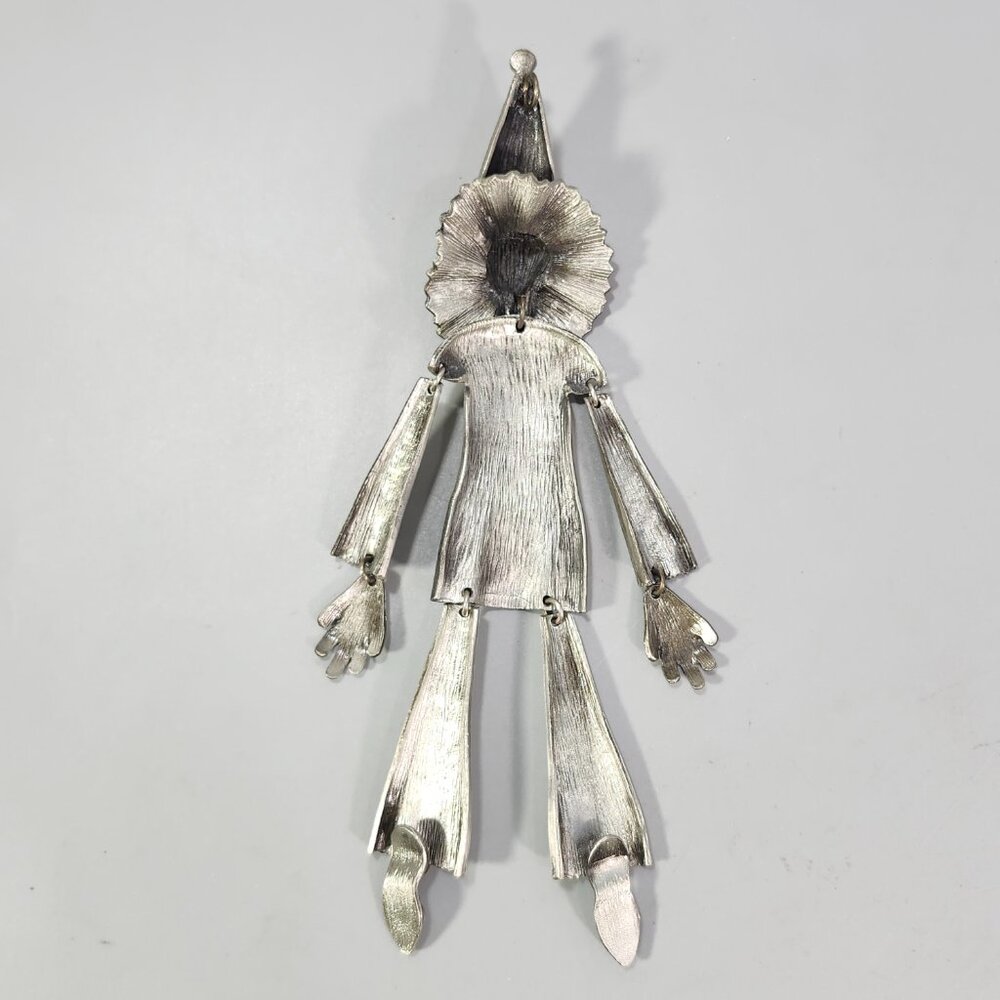 Pewter Circus Clown Articulated Jester Necklace Charm Statement Fashion Jewelry - Picture 7 of 11